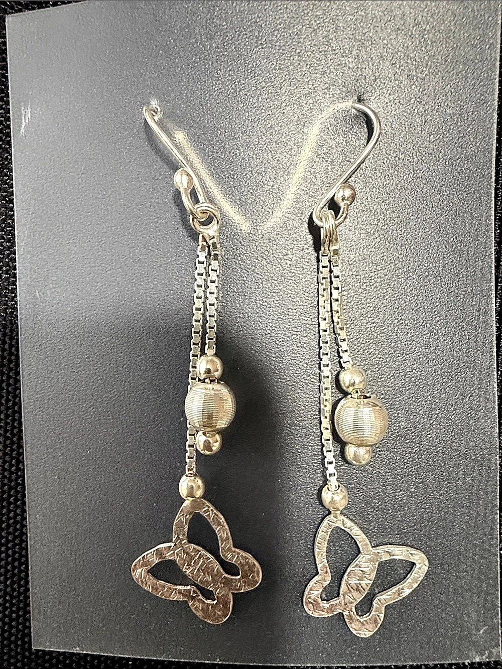 Silver Butterfly Dangle Earrings Like New